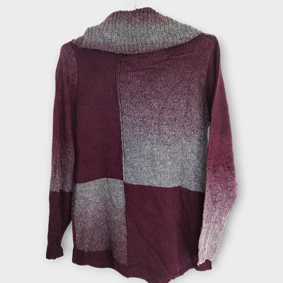 AB Studio Womens Sweater Sz Small Black Burgundy Cowl Neck NWT Mohair Acrylic - Picture 2 of 9